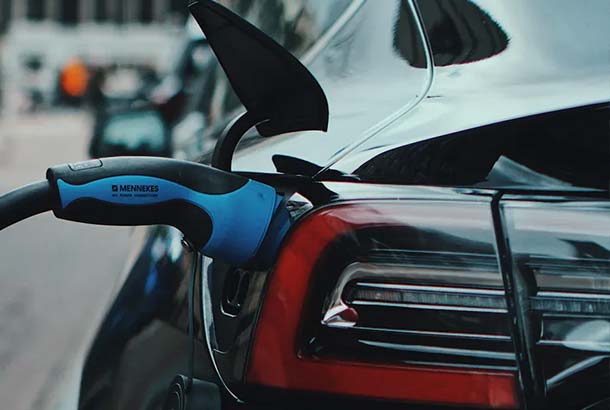 Electric car being charged